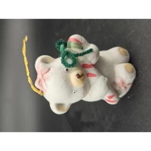 1986 BOA Bear Bell Christmas Ornament Kitsch Kidcore Candy Cane Taiwan R.O.C.